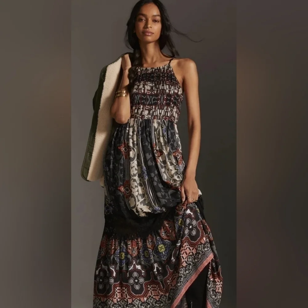NWOT Anthropologie BHANUNI by JYOTI Tiered Maxi Dress Size 2P - Picture 4 of 7